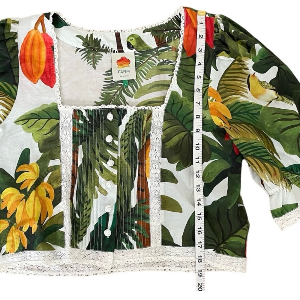 FARM RIO Cocoa Forest Puff-Sleeve Blouse - Excellent Used Condition, Large - Picture 12 of 16